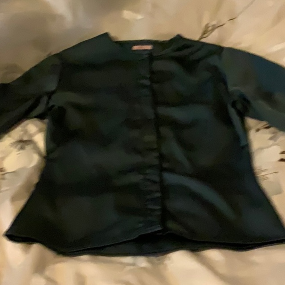 Elegant Dark Green Satin Blouse